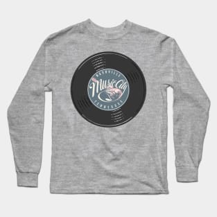 Music City Nashville Tennessee Vinyl Guitar Vintage Long Sleeve T-Shirt